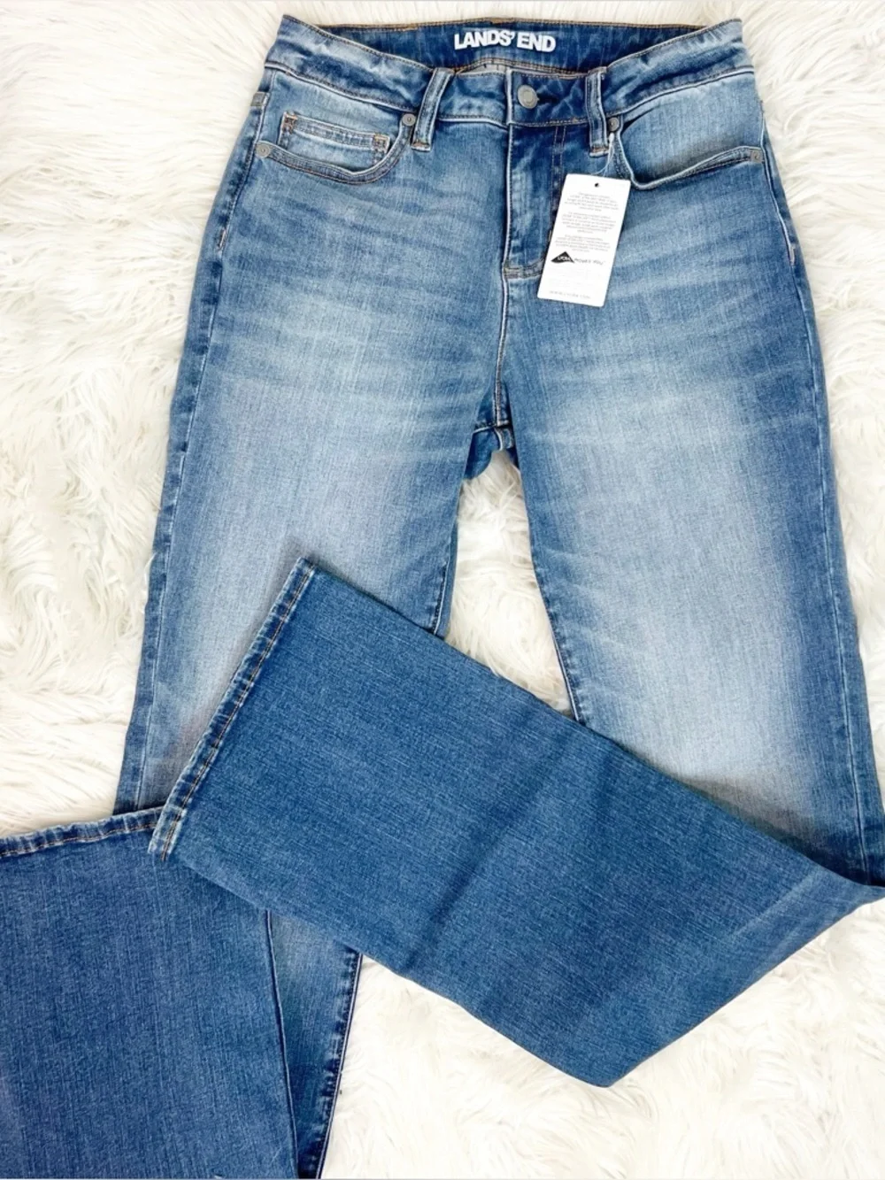 LANDS END MID RISE CURVY BOOT CUT JEANS WOMENS SZ 4 NWT